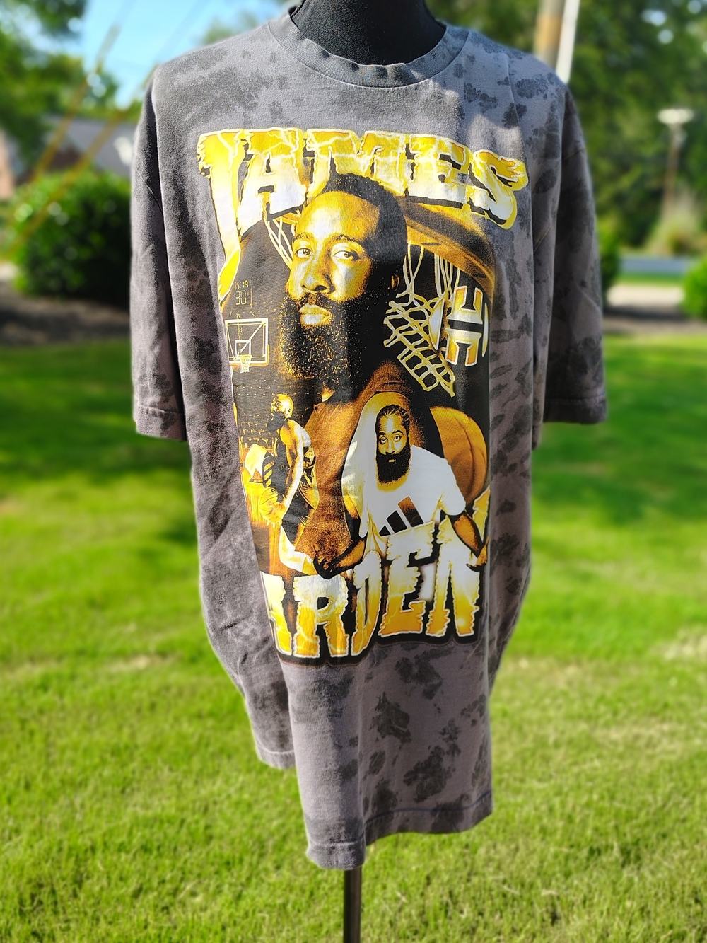 adidas Black and Gray Tie-Dye Basketball Graphic Tee